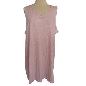 Carole Hochman Women Pink Gingham Nightgown V-Neck Sleep Dress  XL Loungewear